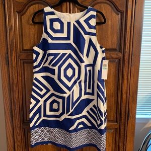 London Times Blue/White dress size 16 NWT